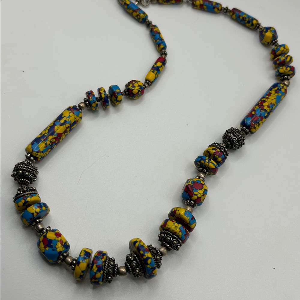 Millefiori Krobo beads handcrafted necklace - Picture 2 of 6